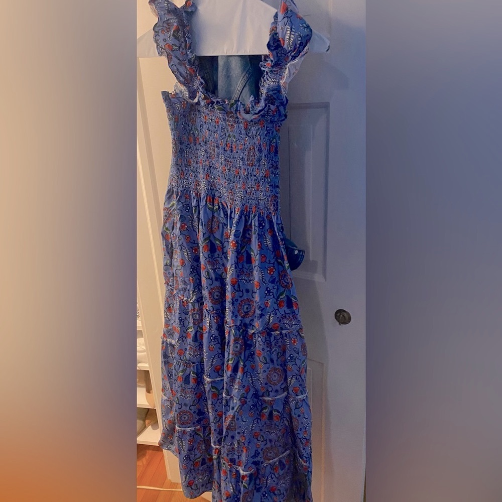 Hill House Blue Floral Strapless Maxi Dress